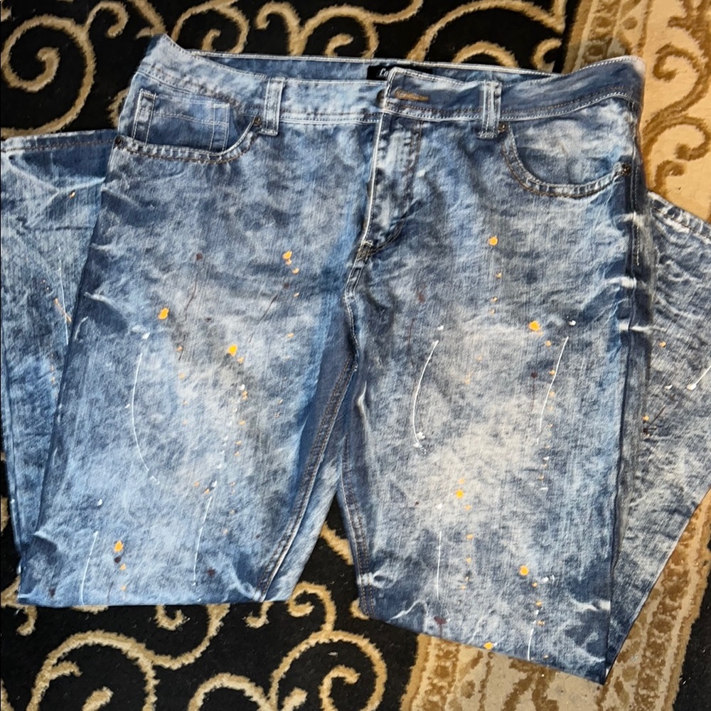 COTTON FARM DISTRESSED MEN JEANS/PAINTED JEANS